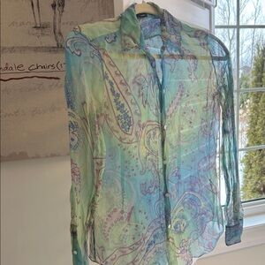 Ralph Lauren Black Label Sheer Silk Paisley shirt  S